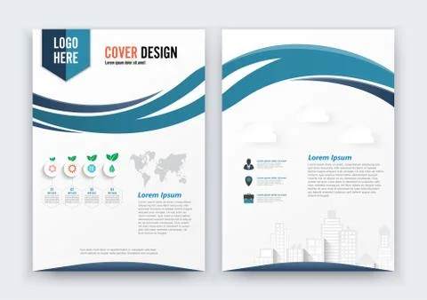 Vector Brochure Flyer design Layout template, size A4, Curve design, Blue col Stock Illustration
