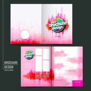 Vector brochure layout design with pink city style Stock Illustration