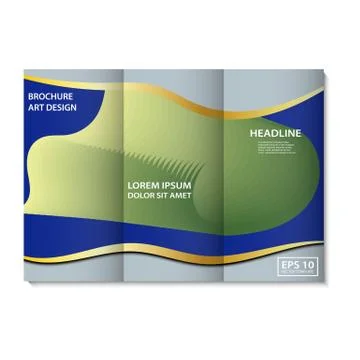 Vector brochure template with blue color and golden lines theme. Brochure, 스톡 일러스트