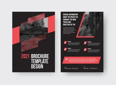 Vector brochure template with creative design on black background, front, bac Stock Illustration