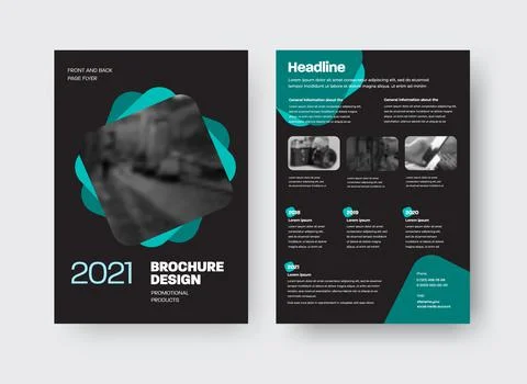 Vector brochure template with creative design on black background, front, bac Stock Illustration
