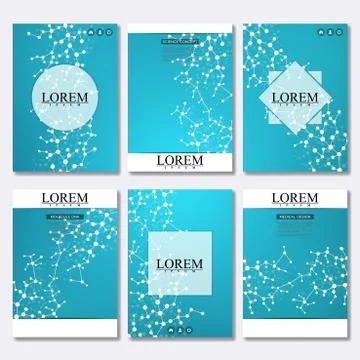Vector brochure template, flyer, cover magazine in A4 size. Structure molecule Stock Illustration