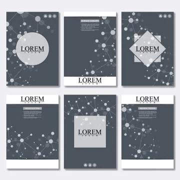 Vector brochure template, flyer, cover magazine in A4 size. Structure molecule Stock Illustration