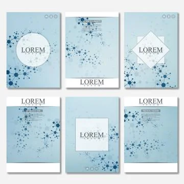 Vector brochure template, flyer, cover magazine in A4 size. Structure molecule Stock Illustration
