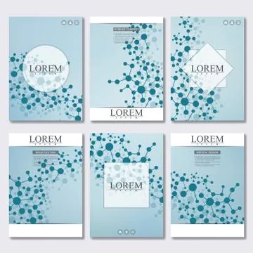 Vector brochure template, flyer, cover magazine in A4 size. Structure molecule Stock Illustration