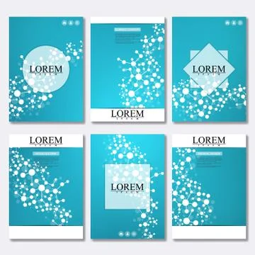 Vector brochure template, flyer, cover magazine in A4 size. Structure molecule Stock Illustration