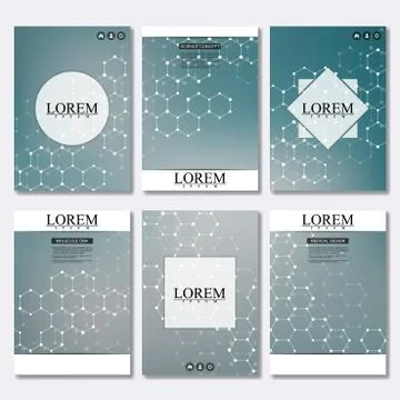 Vector brochure template, flyer, cover magazine in A4 size. Structure molecule Stock Illustration