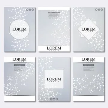 Vector brochure template, flyer, cover magazine in A4 size. Structure molecule Stock Illustration