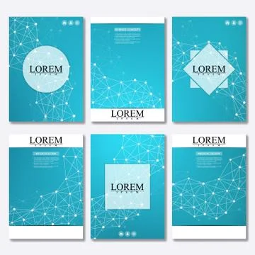 Vector brochure template, flyer, cover magazine in A4 size. Structure molecule Stock Illustration