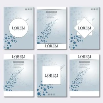 Vector brochure template, flyer, cover magazine in A4 size. Structure molecule Stock Illustration