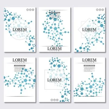 Vector brochure template, flyer, cover magazine in A4 size. Structure molecule Stock Illustration