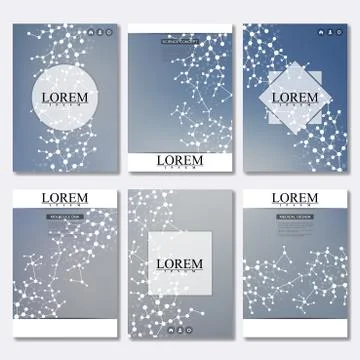 Vector brochure template, flyer, cover magazine in A4 size. Structure molecule Stock Illustration