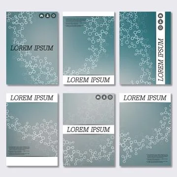 Vector brochure template, flyer, cover magazine in A4 size. Structure molecule Stock Illustration