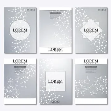 Vector brochure template, flyer, cover magazine in A4 size. Structure molecule Stock Illustration