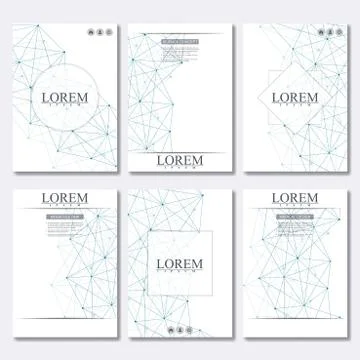 Vector brochure template, flyer, cover magazine in A4 size. Structure molecule Stock Illustration