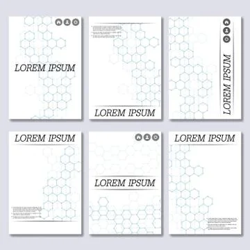 Vector brochure template, flyer, cover magazine in A4 size. Structure molecule Stock Illustration