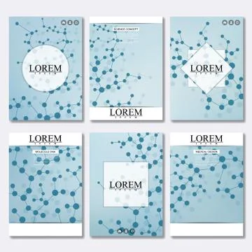 Vector brochure template, flyer, cover magazine in A4 size. Structure molecule Stock Illustration