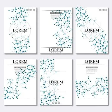 Vector brochure template, flyer, cover magazine in A4 size. Structure molecule Stock Illustration