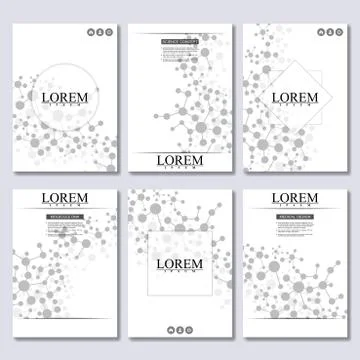 Vector brochure template, flyer, cover magazine in A4 size. Structure molecule Stock Illustration