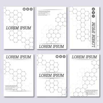 Vector brochure template, flyer, cover magazine in A4 size. Structure molecule Stock Illustration