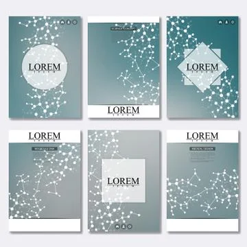 Vector brochure template, flyer, cover magazine in A4 size. Structure molecule Stock Illustration