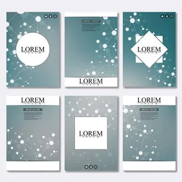 Vector brochure template, flyer, cover magazine in A4 size. Structure molecule Stock Illustration