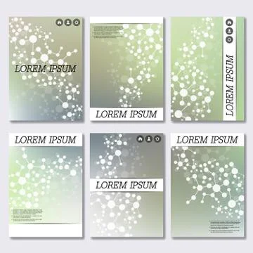 Vector brochure template, flyer, cover magazine in A4 size. Structure molecule Stock Illustration