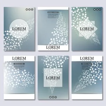 Vector brochure template, flyer, cover magazine in A4 size. Structure molecule Stock Illustration