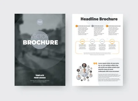 Vector brochure template with gray circle, place for photo, information prese Stock Illustration