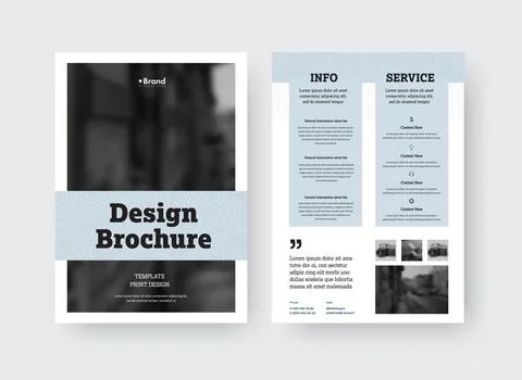 Vector brochure template with gray design on white background, place for phot Stock Illustration