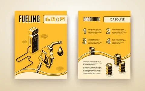 Vector brochure template with isometric gas station Stock Illustration
