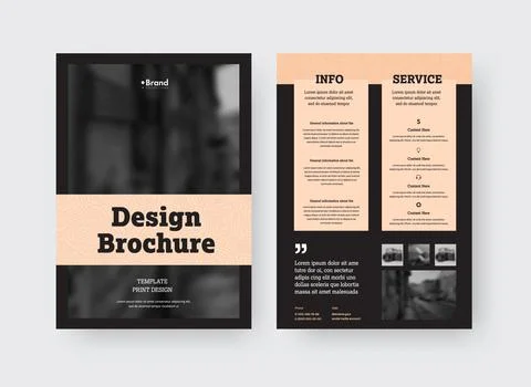 Vector brochure template with nude square design on black background, place f Stock Illustration