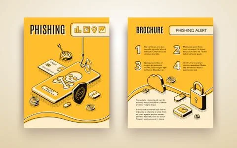 Vector brochure template with phishing alert concept イラスト素材