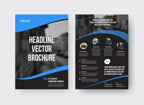 Vector brochure template with presentation of blue design elements, lines, pl Illustrazione stock