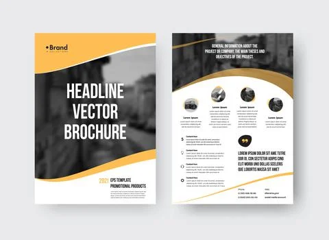 Vector brochure template with presentation of yellow design elements, place f イラスト素材