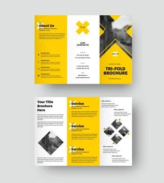 Vector brochure template, trifold presentation with geometric design, cross a Stock Illustration