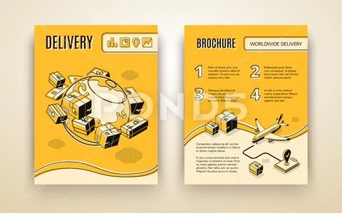 Vector brochure template for worldwide shipping, delivery Stock Illustration