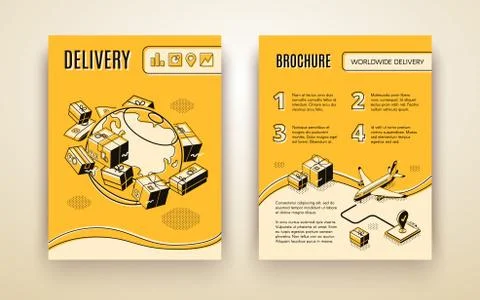 Vector brochure template for worldwide shipping, delivery Stock Illustration
