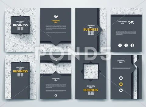 Vector brochures with doodles backgrounds on business theme Stock Illustrationen