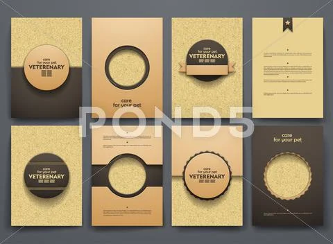 Vector brochures with doodles backgrounds on veterinary theme Stock Illustrationen