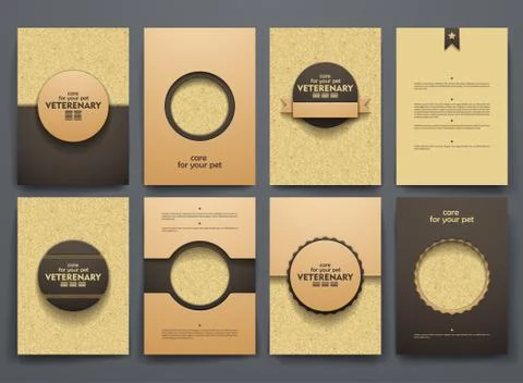 Vector brochures with doodles backgrounds on veterinary theme Illustrazione stock