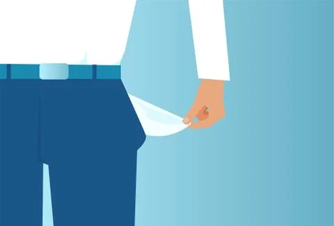 Vector of a broke poor man showing his empty pockets Stock Illustration