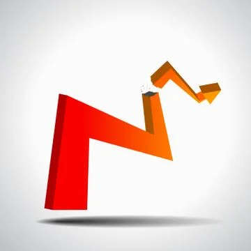 Vector : Broken 3D growth graph on gray background Stock Illustration