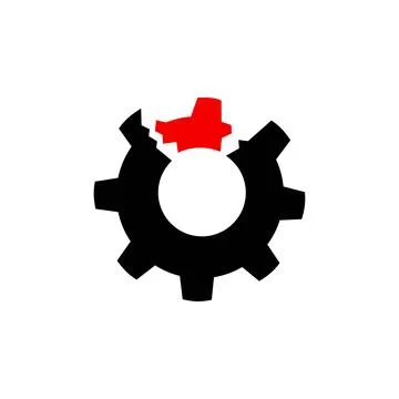 Vector broken cog illustration. An isolated illustration on a white backgroun Stock Illustration