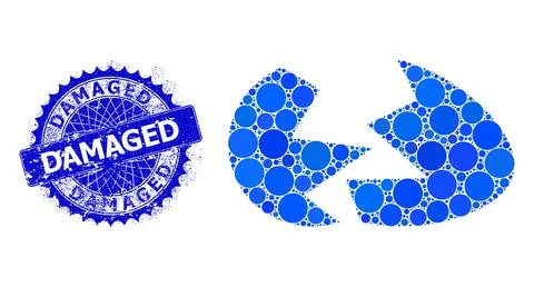 Vector Broken Egg Shell Collage of Small Circles and Textured Damaged Badge Illustrazione stock