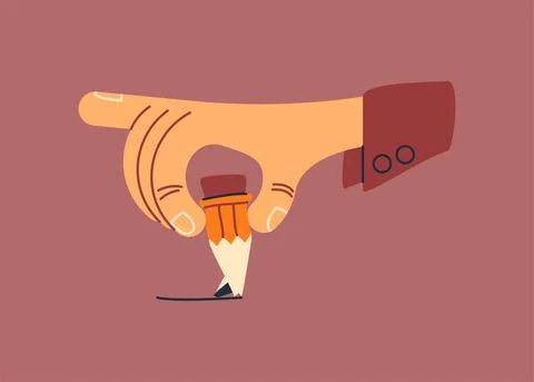 Vector broken pencil in outline style. Digital art Stock Illustration