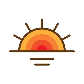 Vector brown and orange gradient illustration of the sun during sunset on the Stock Illustration