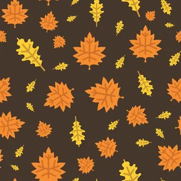 Vector brown autumn leaves repeat pattern background design Stock Illustration