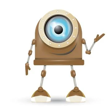 Vector brown cartoon robot isolated on white Illustrazione stock