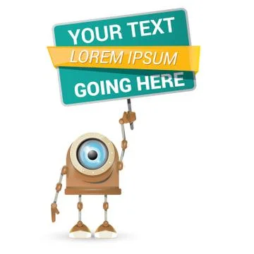 Vector brown cartoon robot isolated on white Illustrazione stock